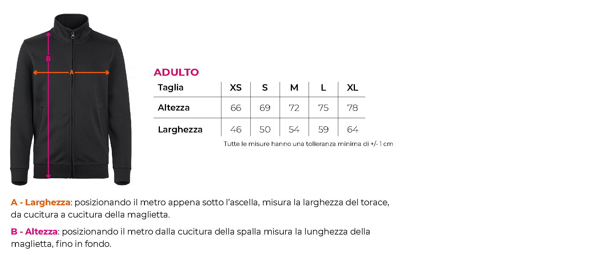 Tabella taglie cardigan adulto 1